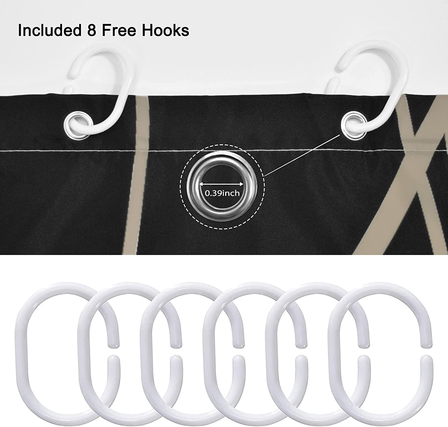 Punkray Grey & White Striped Shower Curtain, 72