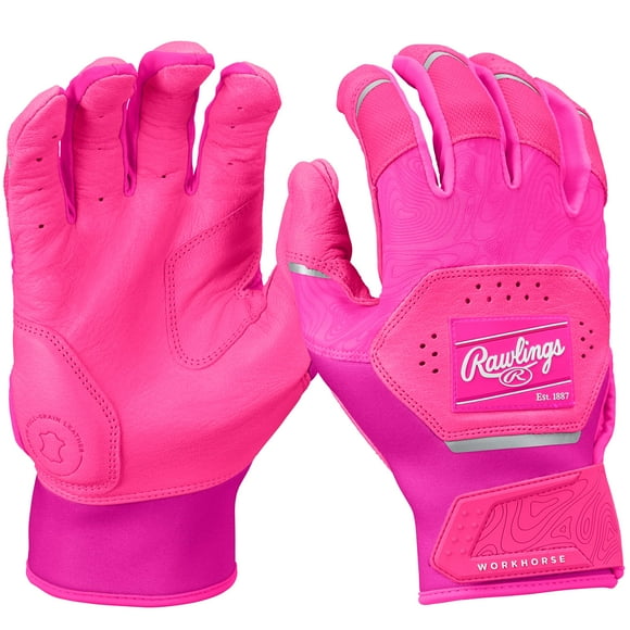 Guantes de bateo Rawlings Workhorse para béisbol en color rosa eléctrico tamaño XL