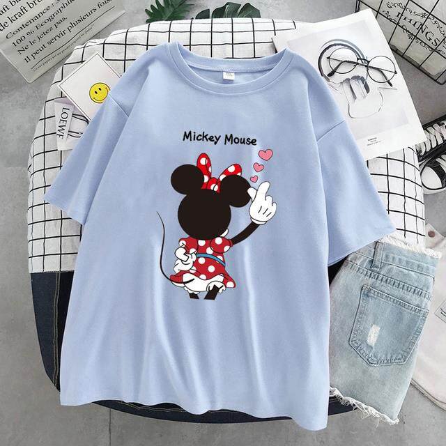 Camiseta de Disney para hombre y mujer, camiseta de Mickey, marido, esposa, linda pareja, Tops casuales Harajuku de manga corta