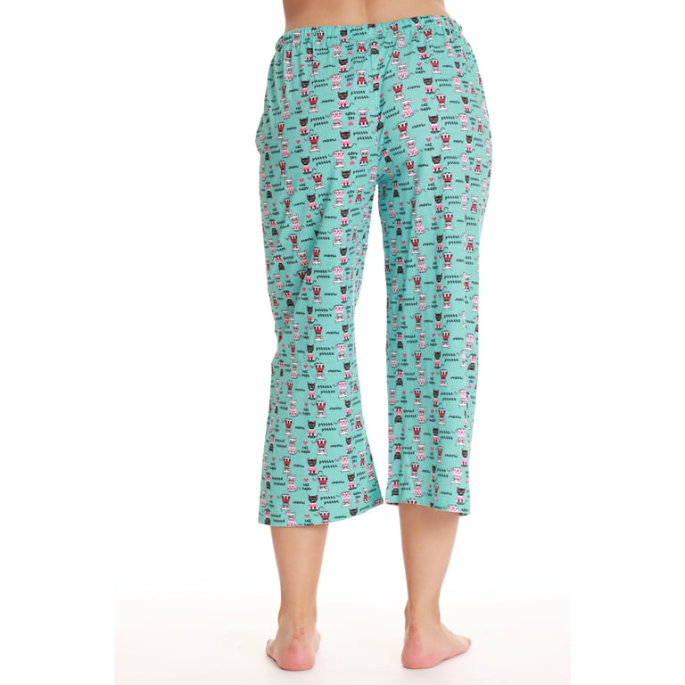 Just Love 100% Cotton Women's Capri Pajama Pants Sleepwear - Comfortable  and Stylish (Blue - Cat Naps, Small)