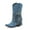 Light Blue, variant on Womens Fringe Cowboy Boots Denim Tassel Western Cowgirl Mid Calf Booties with Chunky Heel Black 7