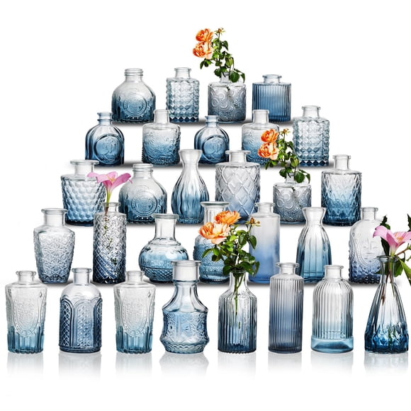 Set de jarrones Glass Bud Ulodimi Vintage Crystal, 30 unidades, azul