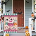 thumbnail image 6 of Welcome Halloween Ghost Small Decorative Garden Flag, Spooky Stripes Colorful Yard Lawn Outside Decor, Funny Spider Web Bat Burlap Outdoor Home Decoration Double Sided 12 x 18, 6 of 6