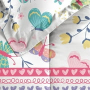 Dream Factory Butterfly Garden Full Bed in a Bag Pink, Microfiber, 100% Polyester Fill, Female, Child