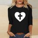 thumbnail image 1 of TaTaai Spring Top for Women Easter Cross Print 3/4 Sleeve Round Neck Casual Loose Fit T Shirt Fashion Blouse Soft Lightweight for Summer Daily Outing Gift, 1 of 6