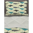 thumbnail image 3 of Whale Comforter & Sham Bedding Set, Swimming Ocean Mammals on Yellow Backdrop Little Splashes Underwater Wildlife Theme, 3 pcs Duvet Set Microfiber Filling Quilt, 5 Sizes, Multicolor, by Ambesonne, 3 of 4