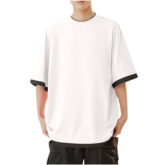 fatyb Oversized T-Shirts for Men Short Sleeve Crew Neck T Shirts Mens Casual Loose Summer Tees Tops