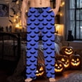 thumbnail image 6 of Adeawade Men Pants Halloween Festival Pajamas Bat Graphic Pj Bottoms Hallowmas Sleepwear Drawstring Pants With Pocket Wide Leg Slacks Casual Trousers Durable Home Wear Blue L, 6 of 6