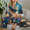 thumbnail image 6 of Picia Colorful Planet Universe Pattern Women’s Long-Sleeve Sleepwear Set - Soft 2-Piece Loungewear with Pockets, Comfy PJs for Relaxing Nights-Medium, 6 of 7