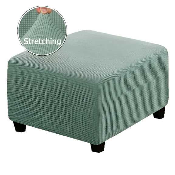 LAMIRO Square Ottoman Covers Ottoman Slipcovers Folding Storage Stool Furniture Protector Form Fit with Elastic Bottom,Stretch High Spandex Small Checks Jacquard Fabric