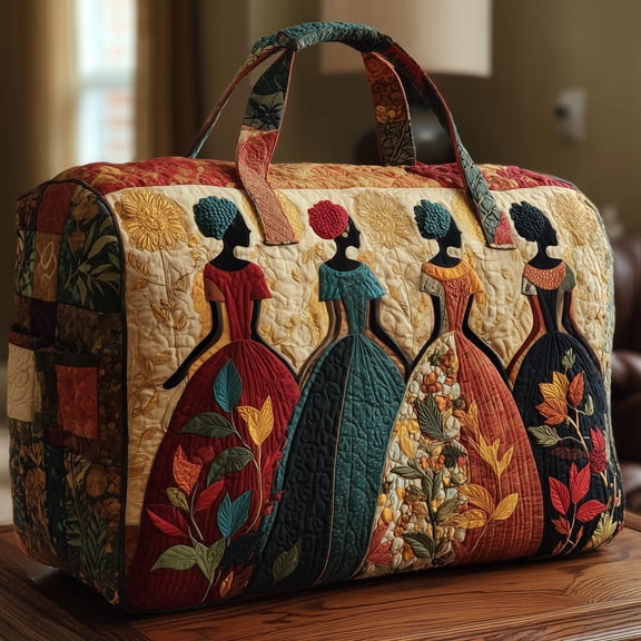 Golden Queens Quilted Duffle Bag, Quited Travel Tote Bag, Quited Weekender Travel Bag, Carry On Duffle