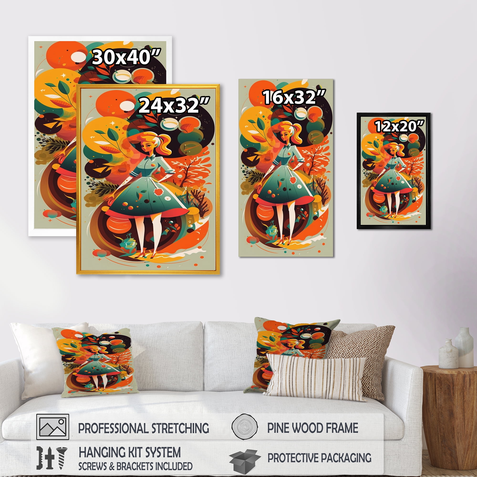 Designart Girl Standing Infront Of Fall Backdrop Canvas Wall Art
