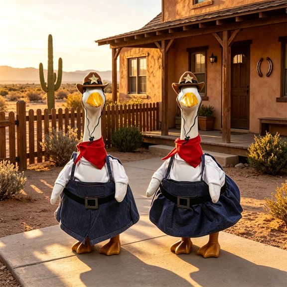 AZXY Porch Goose Outfit, Fits 23 Inch Porch Goose Statue, Goose Costume, Goose Clothes for Cement Plastic Goose, Duck Goose Clothing, Outdoor Sculpture Decor for Yard Patio Front Porch Garden