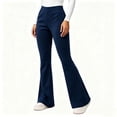 thumbnail image 4 of Bixock Toddler Girls Leggings High Waist Flare Pants Kids Trousers Elastic Waist Solid Color Fleece Lined Side Pocket Slim Fall Winter Sport Casual Wear Size 5-6Years, 4 of 6