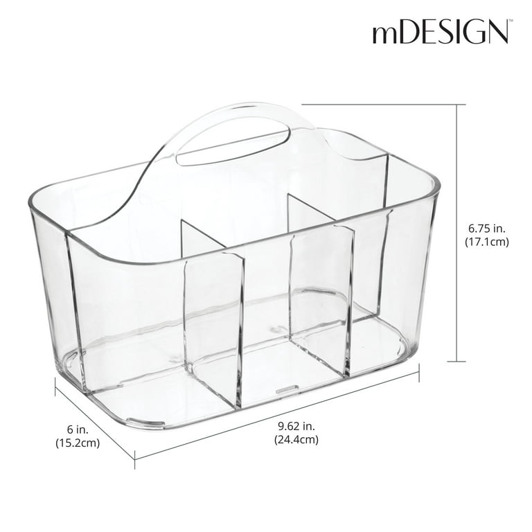  mDesign Plastic Cosmetic Storage Organizer Caddy Tote - Divided  Basket Bin with Handle for Makeup Palettes, Nail Polish, Brushes, Beauty  and Bath Essentials - Lumiere Collection - Clear : Beauty & Personal Care