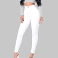 thumbnail image 2 of Gubotare Women Jeans Stretchy Jeggings for Women Tummy Control High Waist Pull On Stretchy Jeans Denim Leggings with Pockets Slimming (White,Size M), 2 of 4