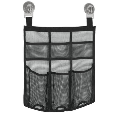 - InterDesign Una Power Lock Suction Mesh Hanging Bathroom Shower Caddy for Shampoo, Conditioner, Soap, Razors - Black