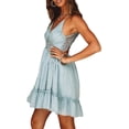 thumbnail image 2 of HLSOHJP Women's Floral Print Beach Sundress Sleeveless Halter Spaghetti Straps Backless Lace Mini Swing Skater Dresses, 2 of 7