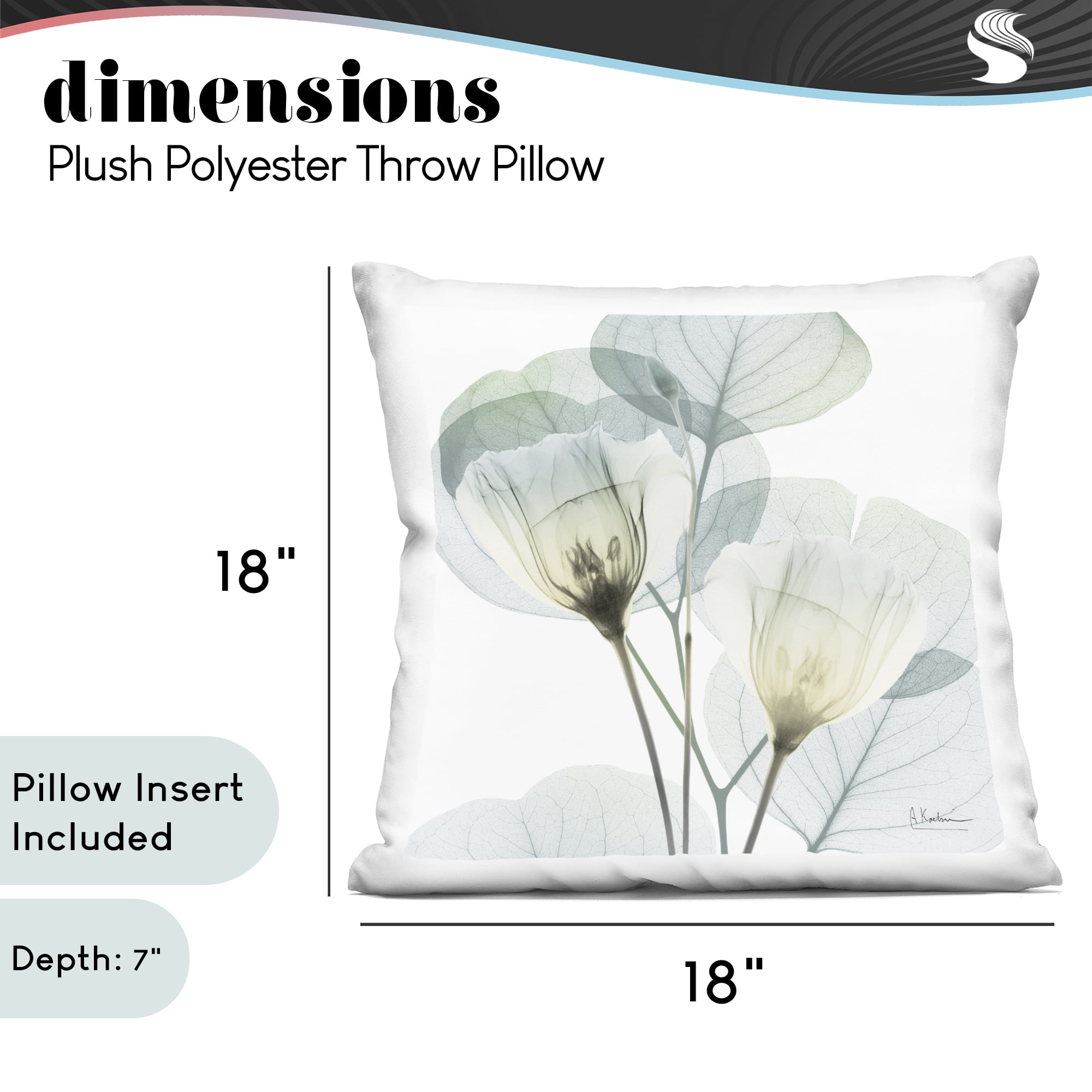 Stupell Industries Divine Fate Flower Leaves Decorative Printed Throw Pillow, design by Albert Koetsier, 18 x 7 x 18