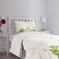 thumbnail image 3 of Ambesonne Flower Quilted Bedspread Set 2 Pcs, White Spring Blossoms, Twin Size, White Green, 3 of 5