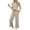Khaki, variant on Vivianyo HD Women's 2-Piece Casual Outfit, Sleeveless V-Neck Top and Cropped Wide Leg Pants Loungewear Set, Women's Black, Sizes S-2XL