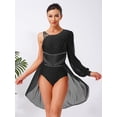 thumbnail image 2 of Ocealan Robe de Danse Lyrique pour Femmes Costume de Ballet Moderne Contemporain Jupe Justaucorps Fluide à Épaules Asymétriques Noir m, 2 of 6