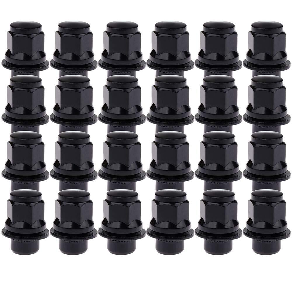 ECCPP Wheel Lug Nuts 24 Pieces + 2 Keys 12x1.5 Black Chrome Spline