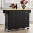 thumbnail image 3 of 52.7" Rolling Kitchen Island with Storage & Drop Leaf, Adjustable Shelf, Spice & Towel Rack for Small Kitchen & Dining Room, Black, 3 of 8