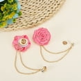 thumbnail image 4 of Uxcell Bridegroom Brooches Rose Flower, Cloth Lapel Pin Handmade with Fashion Gold Chain/Trim, Light Grey 2 Pcs, 4 of 6