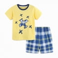 thumbnail image 5 of TOWED22 Toddler Kids Baby Boy Clothes Summer 2 Pieces Giraffe Print Short Sleeve Shirt Elastic Waist Shorts Outfits(Yellow,6-7 Y), 5 of 8
