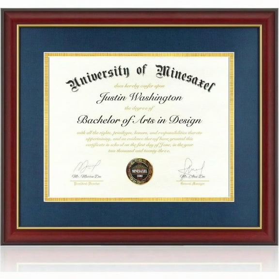 Diploma Frame 14x17 With Blue Mat Fits Document Certificate Or 16x20 Picture Without Mat 17x14 Cherry Red Frame For Wall Mounting