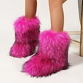 thumbnail image 4 of Dasayo Hot Pink Woman Boots Furry Winter Ankle Wide Calf Fleece Warm Booties Woman Shoes 42, 4 of 8
