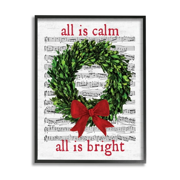 Stupell Industries All Is Calm Christmas Song Graphic Art Black Framed Art Print Wall Art, Design by Lettered and Lined