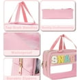 thumbnail image 5 of Snack Handbag with Zipper,Happon Waterproof Clear Makeup Bag, Waterproof Large Clear Travel Toiletry Bag Storage Bag for Women Travel Gym Beach, Multifunction Cosmetic Bag(Pink), 5 of 6