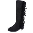 thumbnail image 2 of Taylonsss Women's Retro Solid Color Suede Chunkys Heel Square Toe Slip-On Tassel Mid-Heel Knee-High Boots for Winter Casual Wear Comfortable and Stable with Warm Lining, 2 of 8