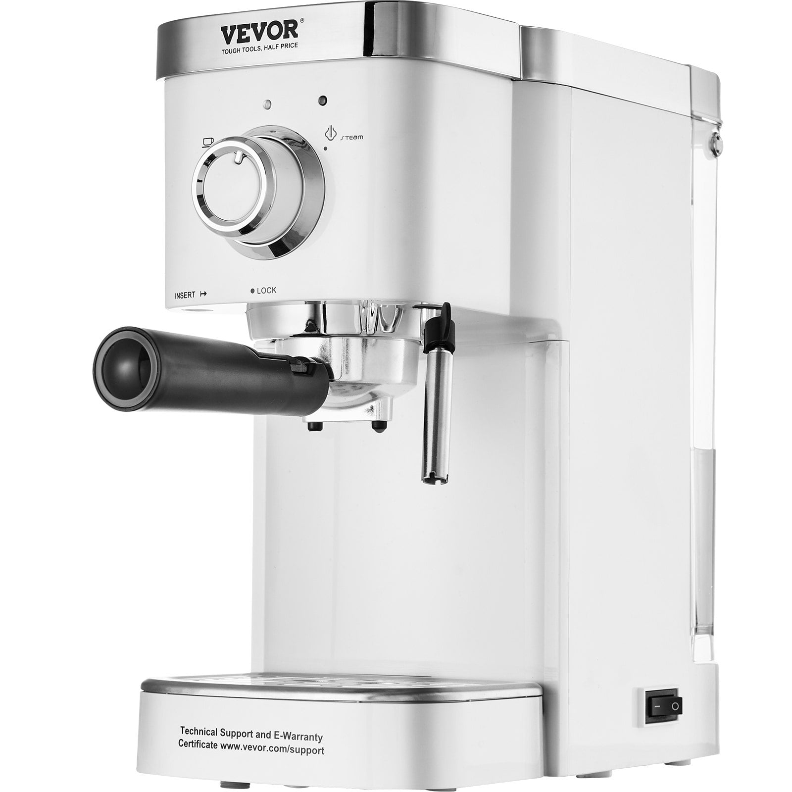 VEVOR Semi-Automatic Espresso Machine, 15Bar Espresso Maker with Milk Frother, High-Power Boiler, Removable Water Tank, and NTC Control System for Professional Cappuccino and Latte