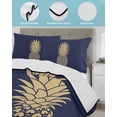 thumbnail image 4 of Quilts Twin Size, Pineapple Soft Comforter Bedding Set for Bed, Gold Yellow Navy Blue Tropical Fruit Summer Lightweight Quilted Bedspread with Pillow Cover(2 Pieces) for All Season, 68x86 Inch, 4 of 6