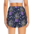 thumbnail image 3 of Picia Lavender Flowers Pattern Women's 2 in 1 Athletic Running Shorts High Waisted Workout Casual Gym Sweat Shorts with Comfy Liner Zipper Pockets-X-Large, 3 of 9
