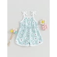 thumbnail image 5 of FEORJGP Kids Little Girl Summer Cami Romper 6M 12M 18M 2T 3T 4T Toddler Baby Sleeveless Overalls Square Neck Bodysuit Flower Print Tie Up Spaghetti Strap Jumpsuit Infant Cute Casual Clothes, 5 of 9