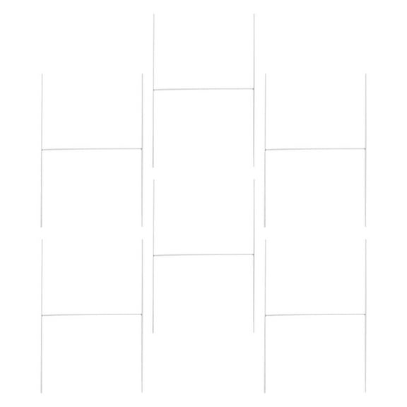 Soimiss 6Pcs White Metal H Shape Advertising Stand Yard Sign Stakes Convenient Outdoor Display Shelf