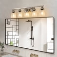 thumbnail image 3 of 31" Modern 5-Light Bathroom Vanity Light Fixture - Brushed Nickel Finish with Clear Glass Shades, Perfect for Bathroom, Vanity, and Dressing Area Lighting (No Bulbs), 3 of 11