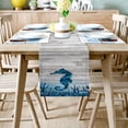thumbnail image 2 of Table Runner Dresser Scarves 70 Inch Long, Sea Horse Ocean Animals Linen Dining Table Runners Vintage Wooden Board Tabletop Scarf for Wedding Holiday Party Kitchen, 2 of 7