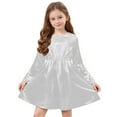 thumbnail image 4 of NAISIBABY Girls Long Sleeve Dresses, Fashion Party Crew Neck Shiny Pleated Casual Midi Dresses White 11T, 4 of 9