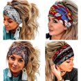 thumbnail image 5 of 4 Uds. Diademas anchas bohemias para mujer, diadema elástica antideslizante, diademas de tela a la moda, accesorios para el cabello, 5 of 5