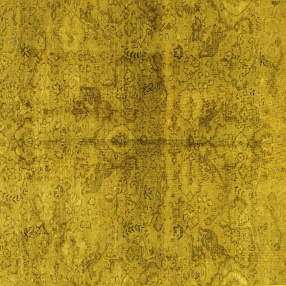 Ahgly Company Indoor Square Persian Yellow Traditional Area Rugs, 3' Square