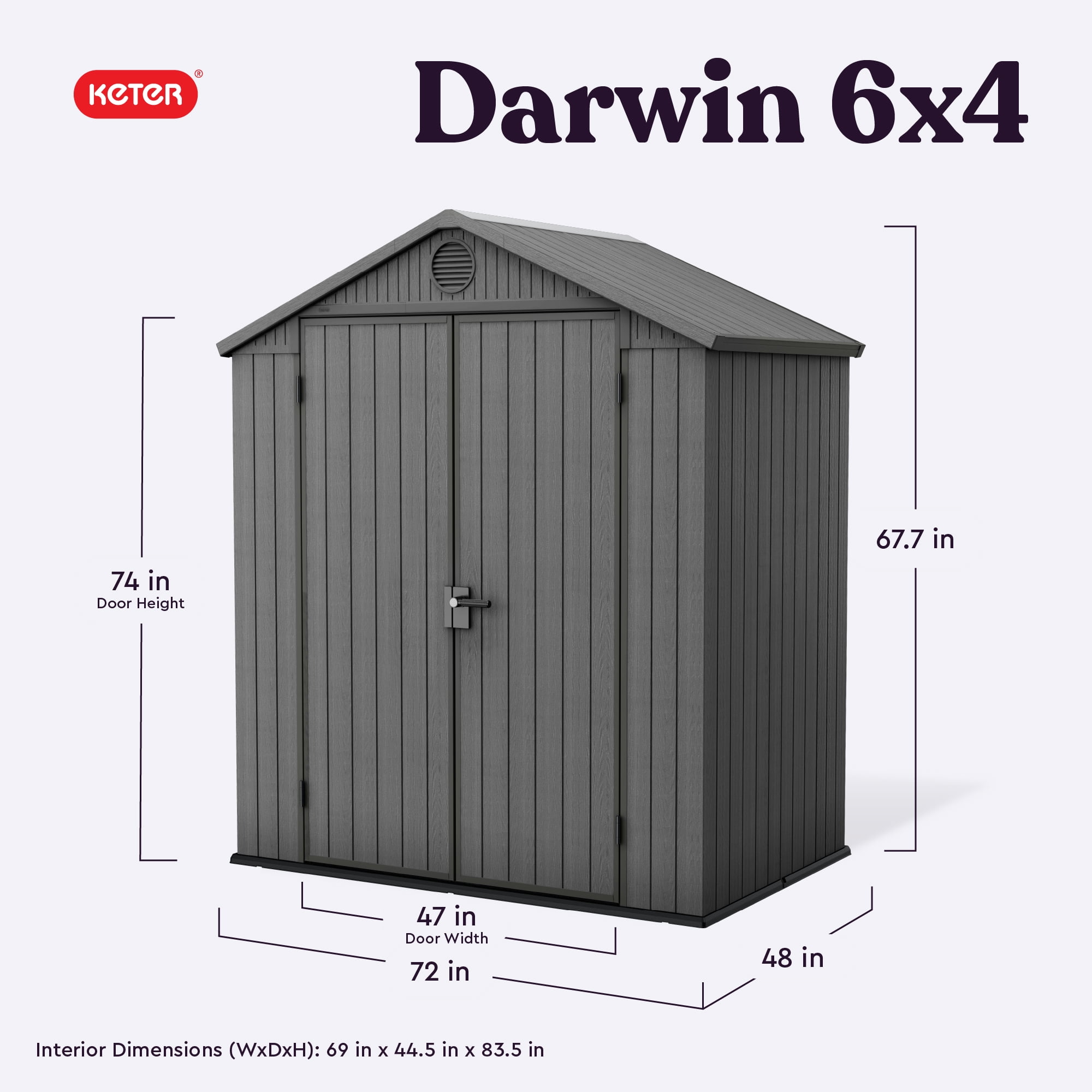 Keter Darwin 6x4 ft. Durable Resin Outdoor Storage Shed With Heavy