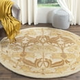 thumbnail image 2 of SAFAVIEH Antiquity Rachelle Floral Bordered Wool Area Rug, Beige/Gold, 6' x 6' Round, 2 of 8