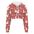 thumbnail image 2 of Suhoaziia Lightweight Hoodie Crop Tops for Women HO HO HO Pullover Hoodie Preppy Christmas Snowman Streetwear Printed Graphic Round Neck Size XL Winter Clothing Daily Wear, 2 of 6