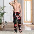 thumbnail image 5 of Uemuo Red Mushrooms Pattern Men's Wide Leg Palazzo Lounge Pants with Pockets Light Weight Loose Comfy Casual Pajama Pants-Small, 5 of 9