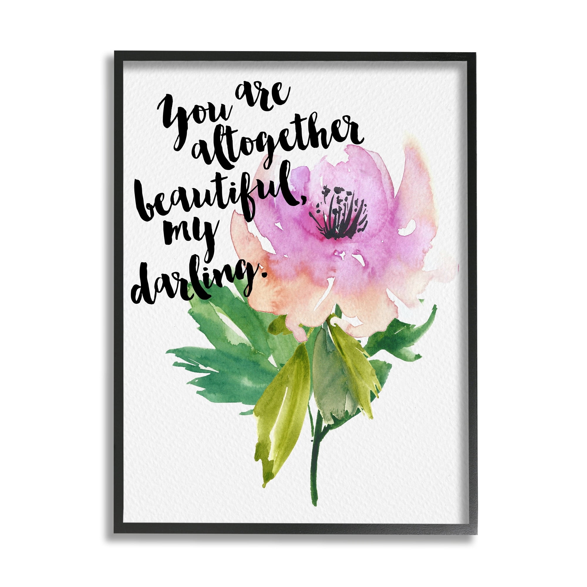 Stupell Industries You Are Beautiful Calligraphy Quote Floral Watercolor Effect Framed Wall Art, 16 x 20, Design by Amy Brinkman